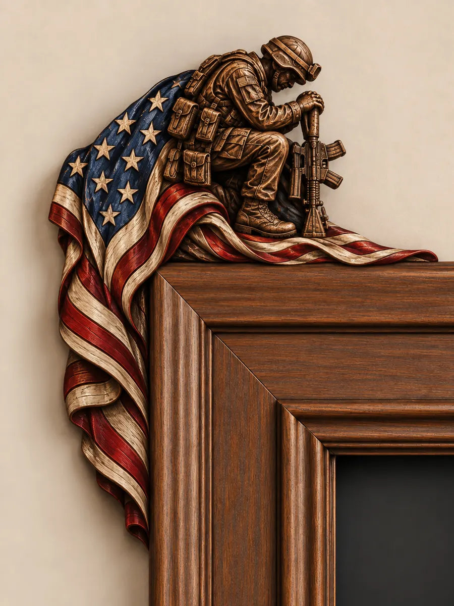 ❤️🔥Patriotic American Flag & Cross& Veteran Door Frame Corner Decor