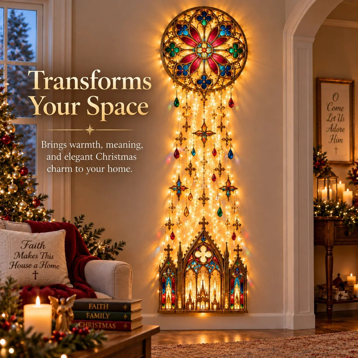 ✨ Cathedral Glow Cross Cascade Christmas Wall Light