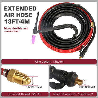 WP-17V 150 Amps 10-25mm TIG Welding Torch with 13ft Hose