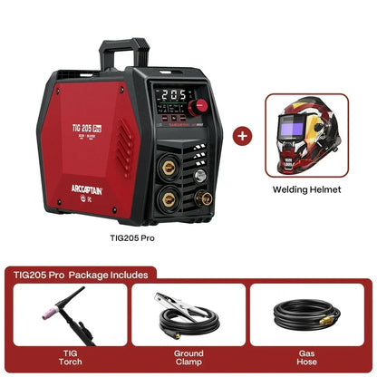 Arccaptain TIG205 Pro Cold TIG Welder with Welding Helmet