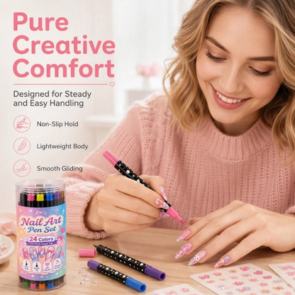 📢📢50% OFF !!⏰️ 24 Colors Dual Ended Nail Art Pens Set