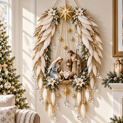 ✨👼 Heavenly Angel Wings Nativity Light✨ – Lighted Christmas Wall Decor