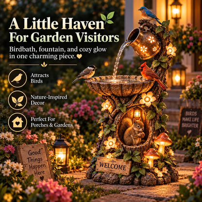 🐿️ Solar Birdbath Fountain Garden Decor – A Cozy Wildlife Haven for Your Yard