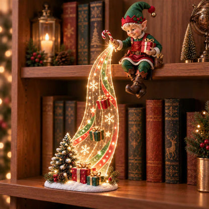 🎅✨Christmas Shelf Sitter Figurine With Light Curtain Decor