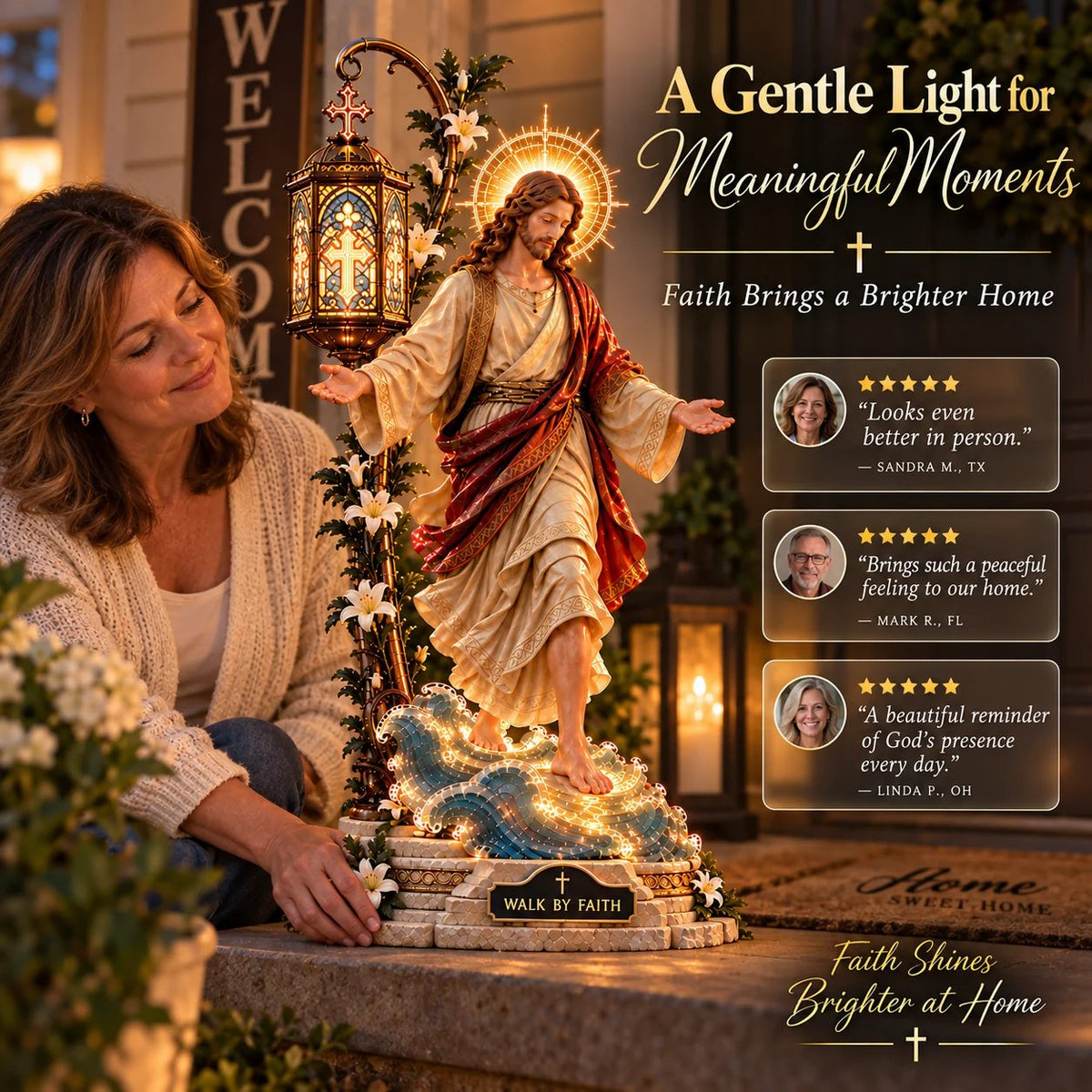 ✨ Walk by Faith™ – Jesus Walking on Water Reflection Light