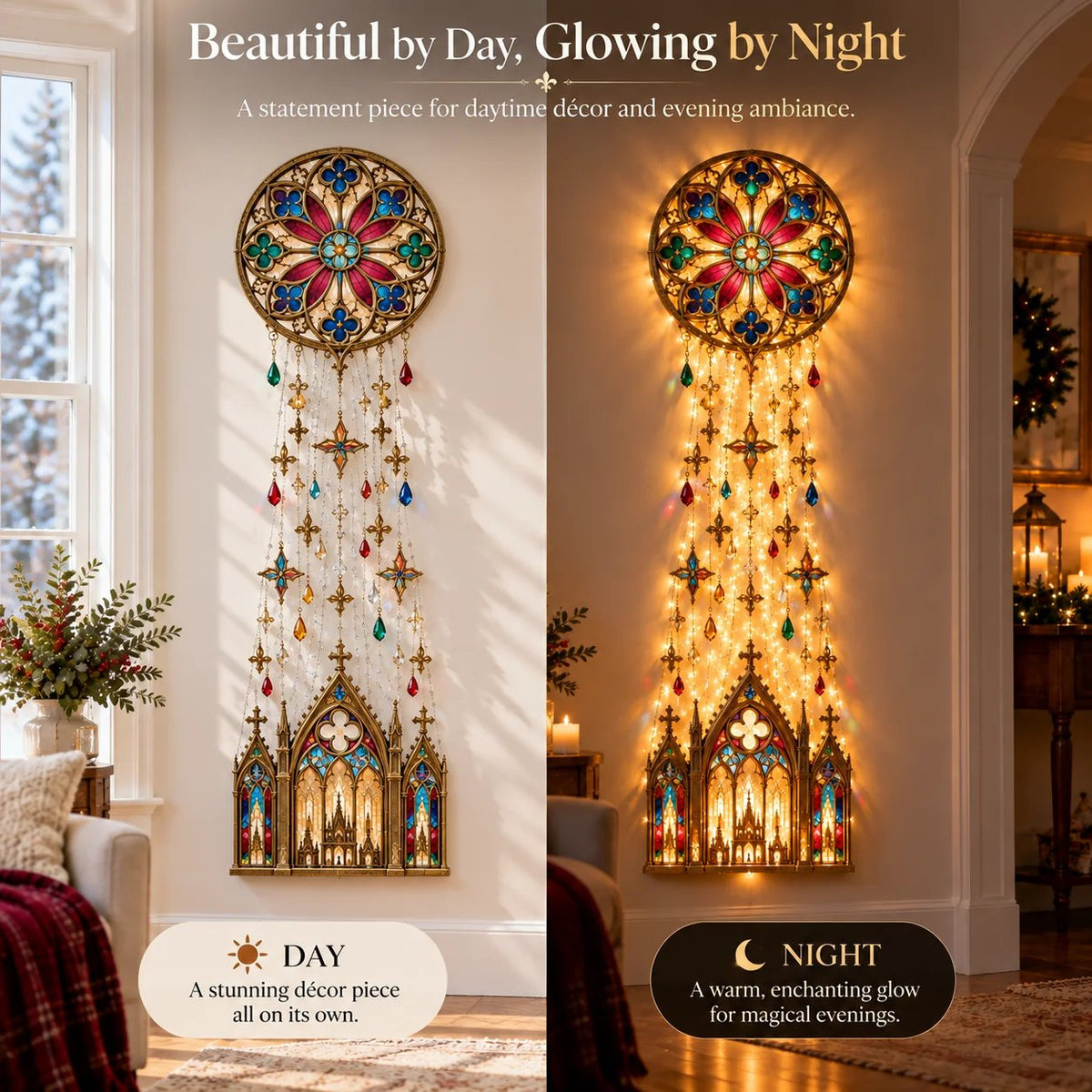 ✨ Cathedral Glow Cross Cascade Christmas Wall Light