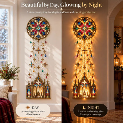 ✨ Cathedral Glow Cross Cascade Christmas Wall Light
