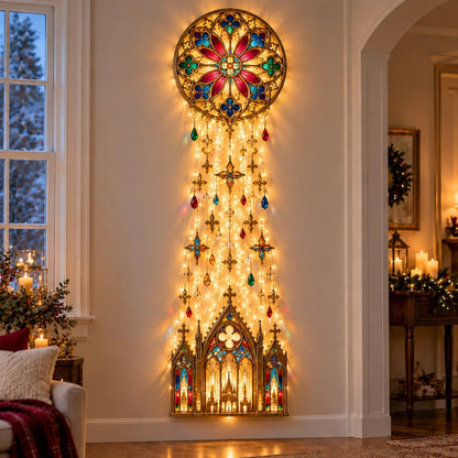 ✨ Cathedral Glow Cross Cascade Christmas Wall Light