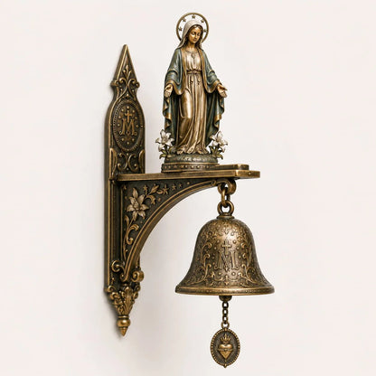 Our Lady of Grace Bronze Miraculous Medal Wall Bell | 🙏Catholic Religious Home & Garden Decor"✨
