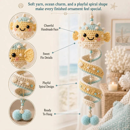 🌊Sea-animal themed crochet hanging kit (spiral) for beginners | Complete kit with all tools and step-by-step guide included💕