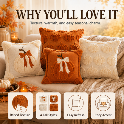 Jacquard Pumpkin Pillow Covers 2-Pack