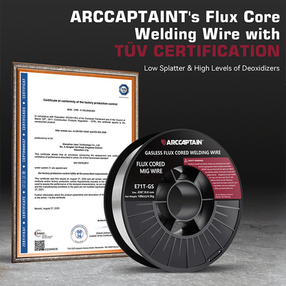 ARCCAPTAIN E71T-GS 10LB Gasless Flux Core Wire, Self-Shielded, All Positions