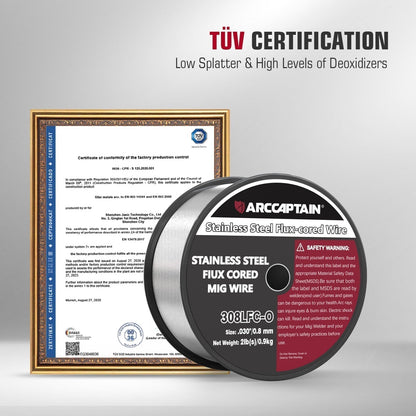 ARCCAPTAIN E308LFC-O Flux Cored Wire 2 Lbs Stainless Steel MIG Welding Wire