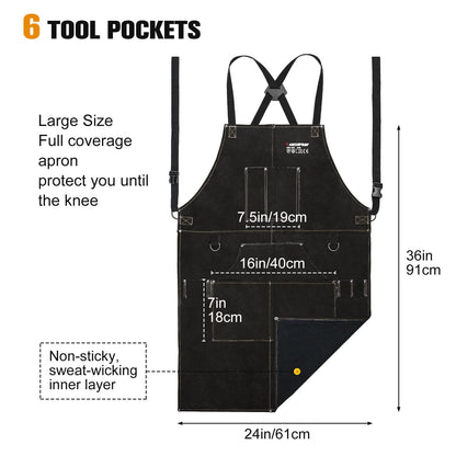 Arccaptain Leather Welding Apron Heat Flame Resistant Apron for Welding