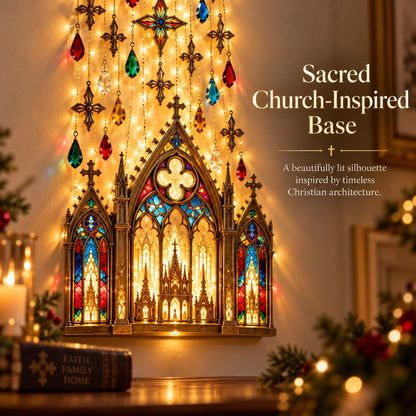 ✨ Cathedral Glow Cross Cascade Christmas Wall Light