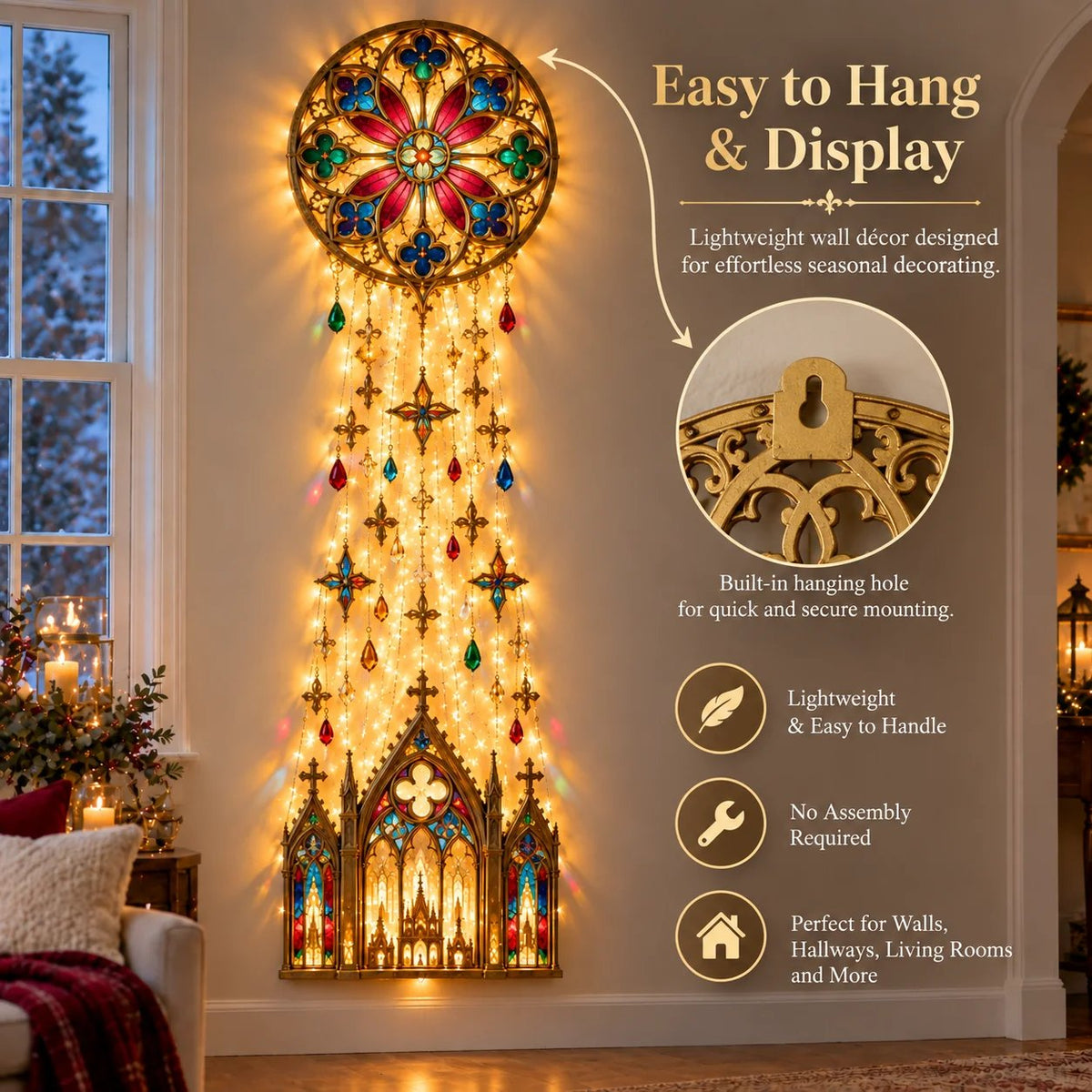 ✨ Cathedral Glow Cross Cascade Christmas Wall Light