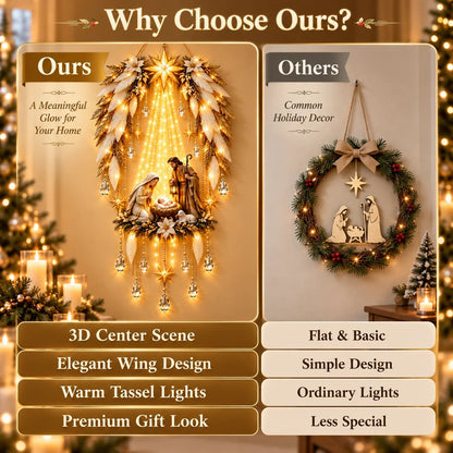 ✨👼 Heavenly Angel Wings Nativity Light✨ – Lighted Christmas Wall Decor