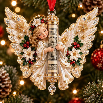 ⏰ LAST DAY SALE 49% OFF! 👼💵 3D Angel Christmas Cash Gift Ornament – Holiday Money Holder Keepsake ✨