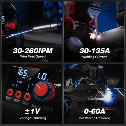Arccaptain MIG165 Portable MIG Welder Machine For Beginners