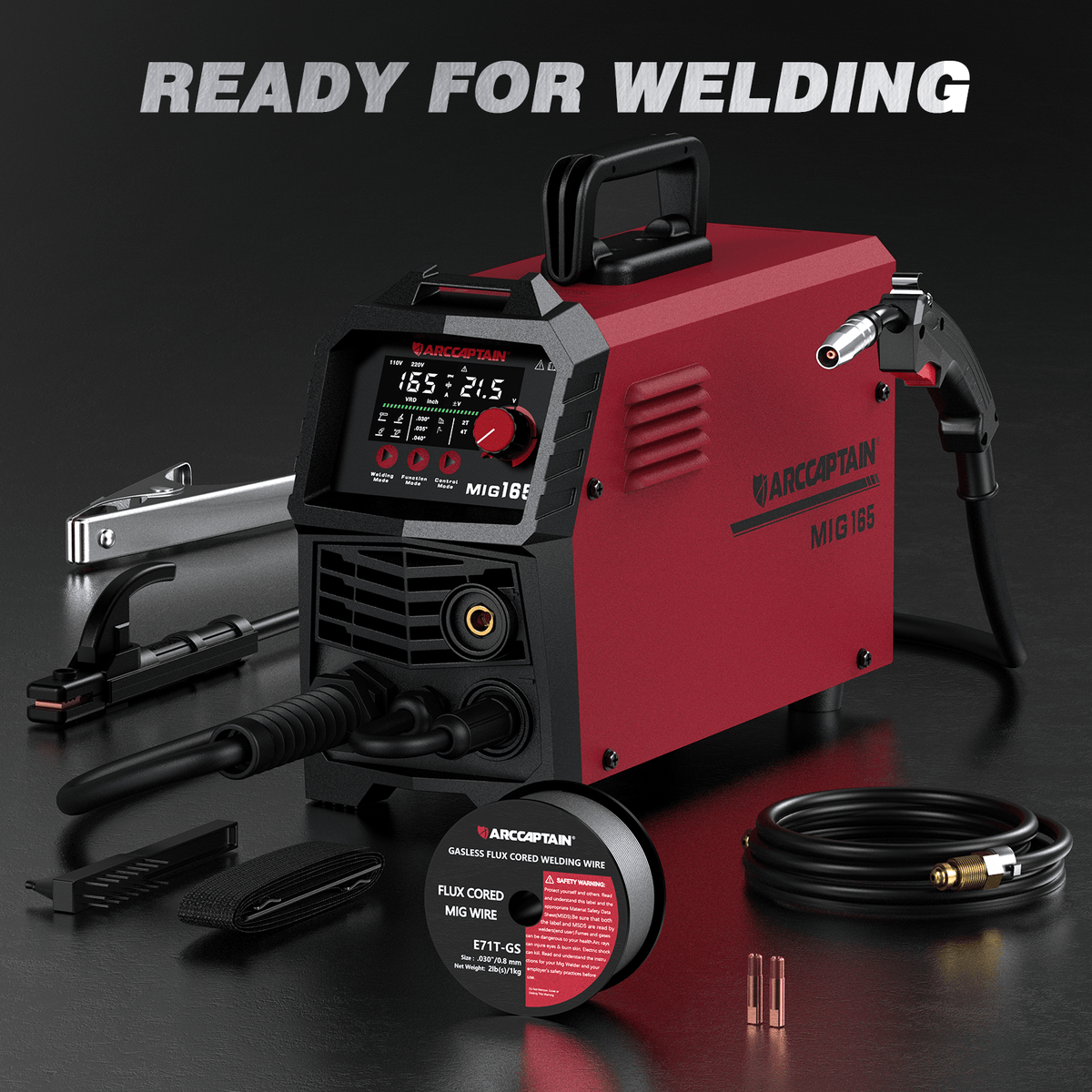 Arccaptain MIG165 Portable MIG Welder Machine For Beginners