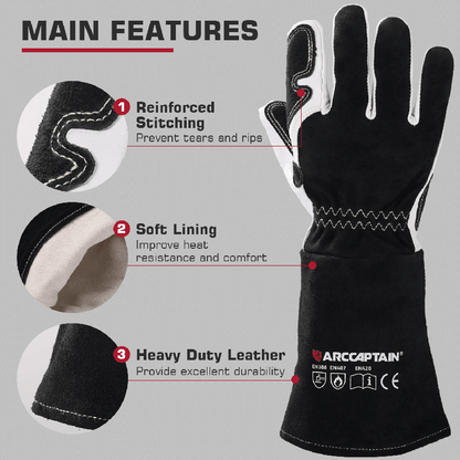 14 Inch Goatskin TIG Welding Gloves, Professional Protective Gloves for TIG Welding
